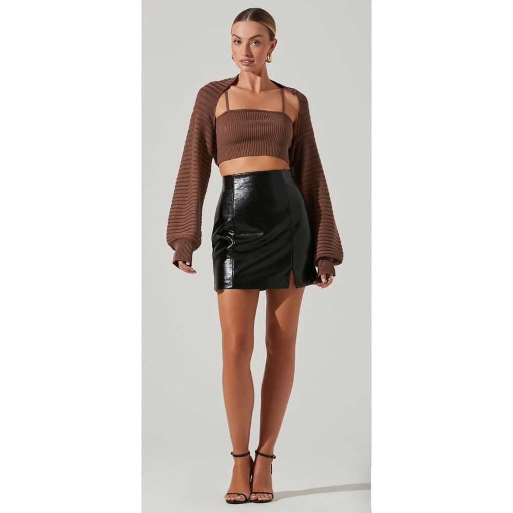 ASTR Audrey Faux Leather Mini Skirt in Black